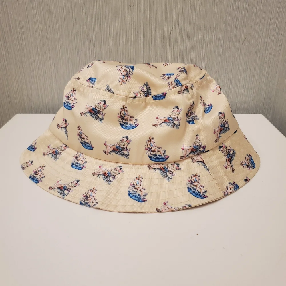 Handmade Bucket Hat Florida Theme Loungechair Drink - Picture 5 of 13
